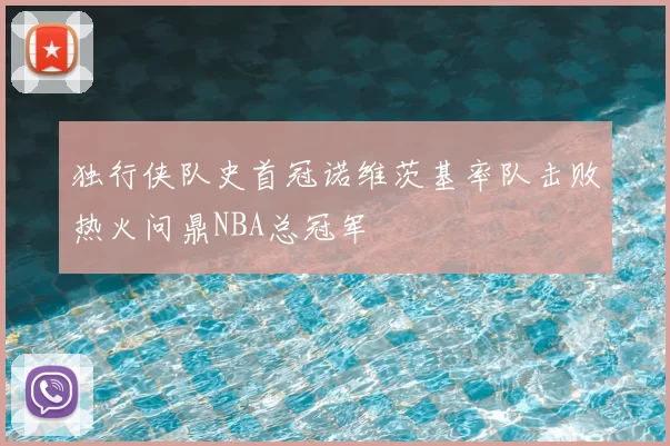 独行侠队史首冠诺维茨基率队击败热火问鼎NBA总冠军